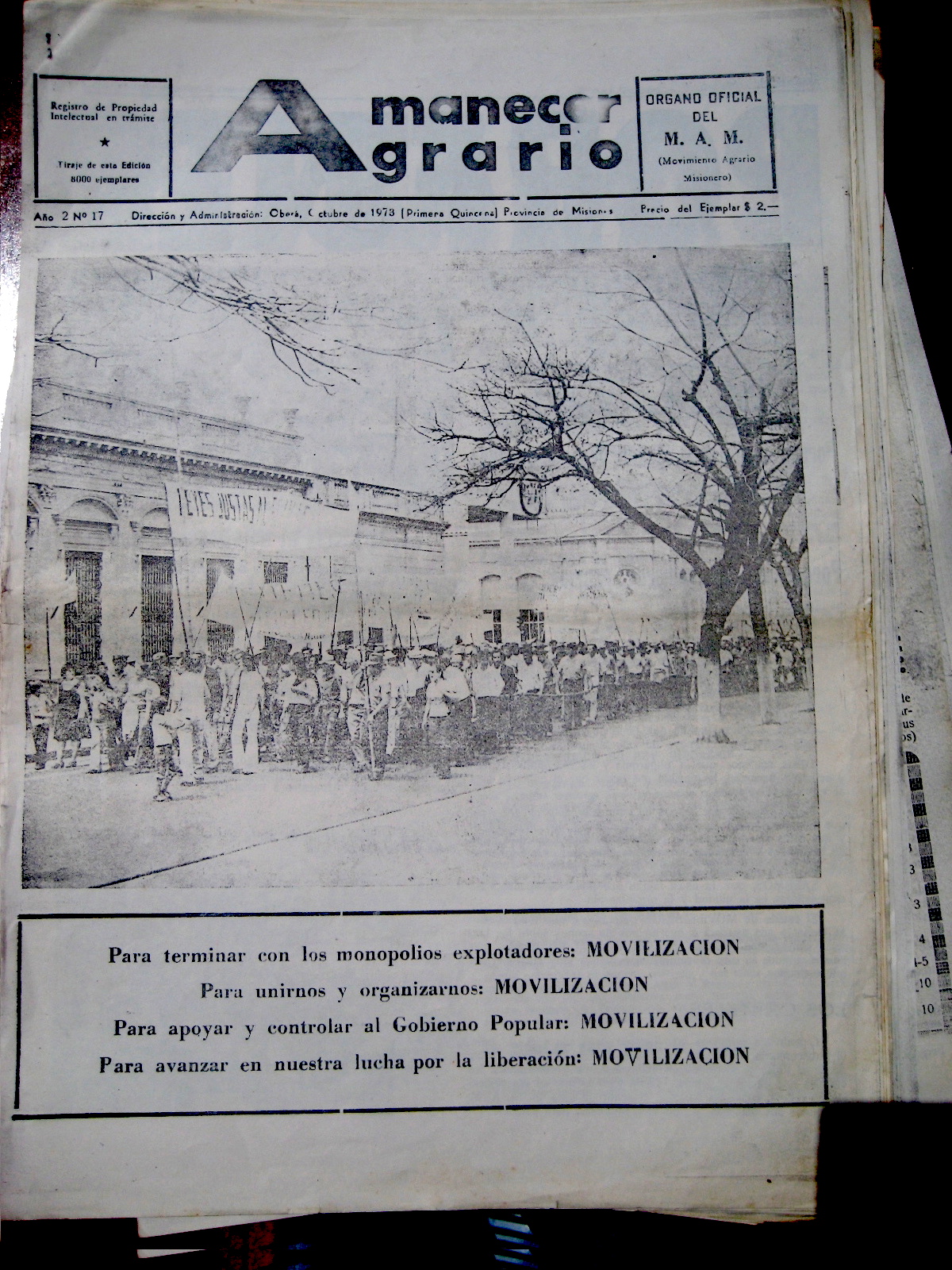 Fin de la dictadura. Marcha del MAM a Posadas